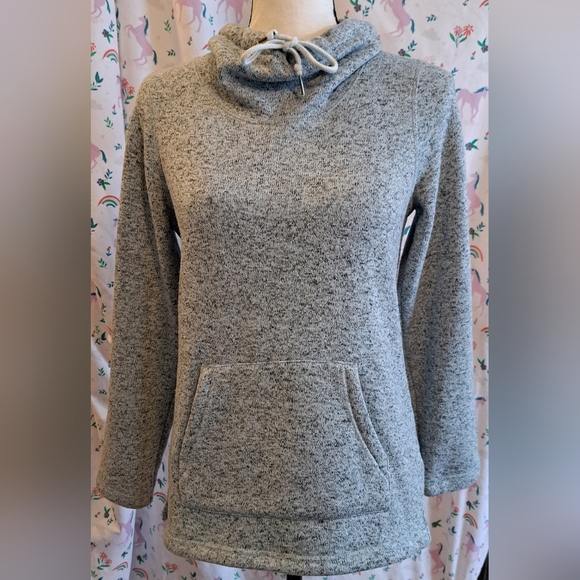 EUC Eddie Bauer Grey Casual Neutral Cowl Neck Winter Hoodie Sweater Top SZ S - Picture 1 of 4